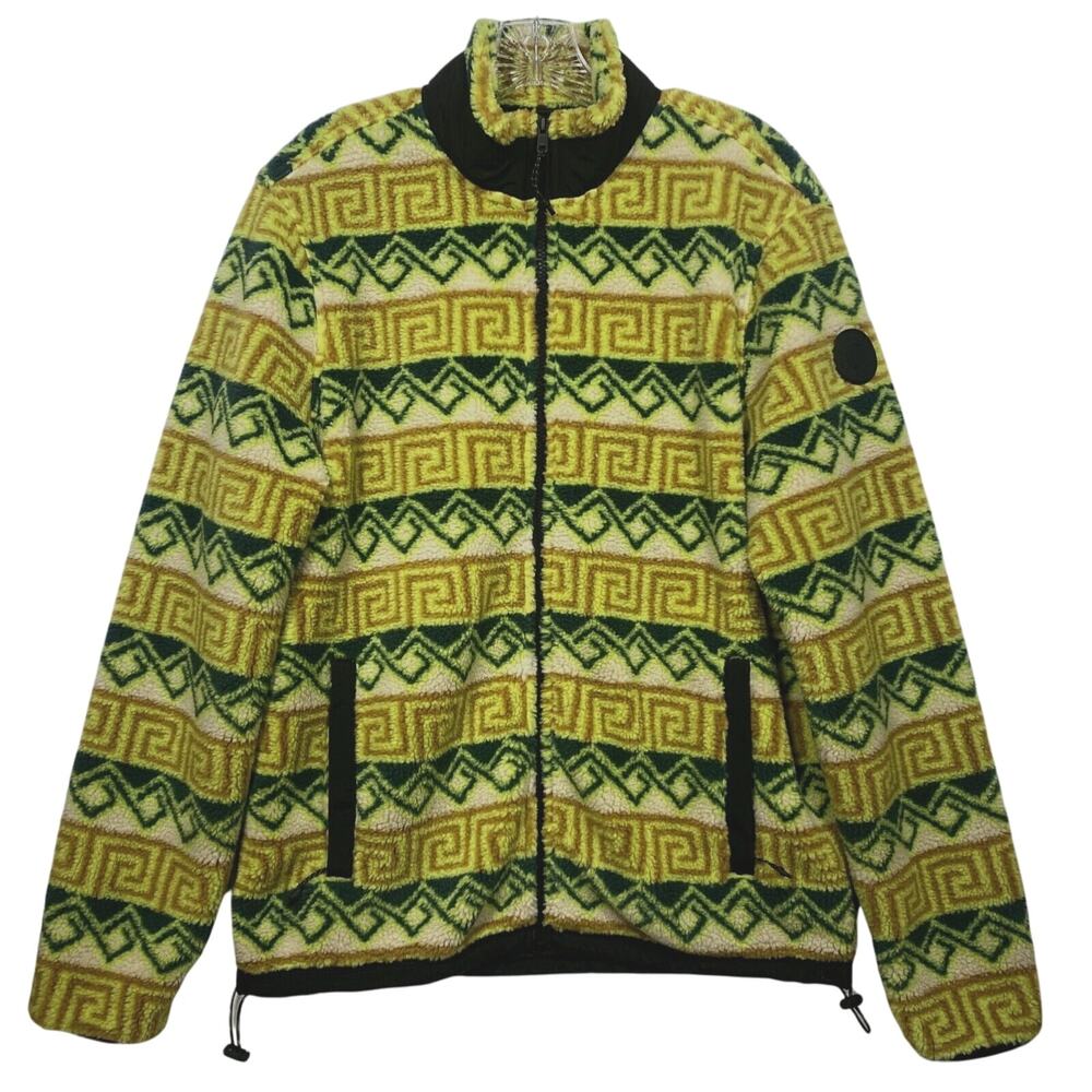 American Eagle Medium Jacket Sherpa Fleece Southwest Print Green Yellow Unisex - Picture 1 of 11